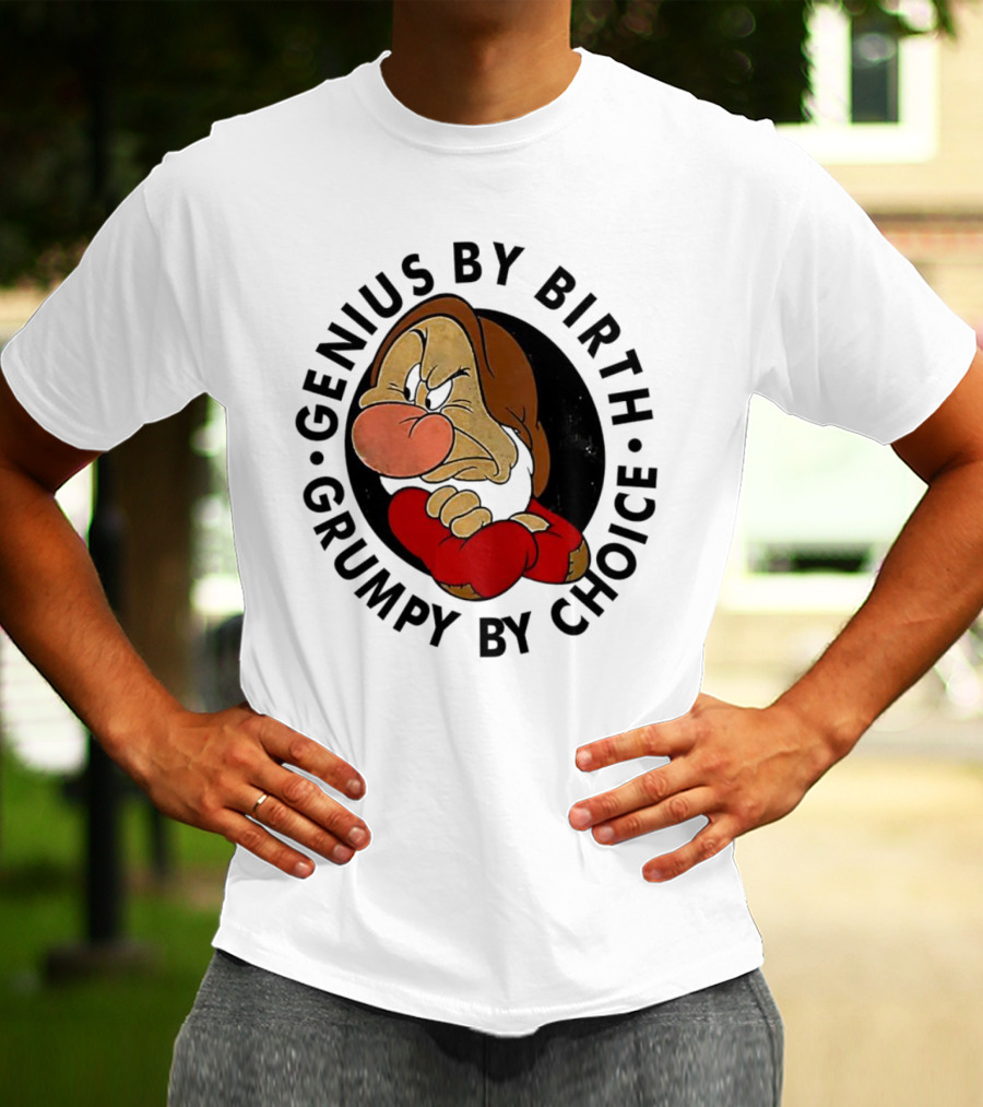 Genius By Birth Grumpy By Choice Character T-Shirt