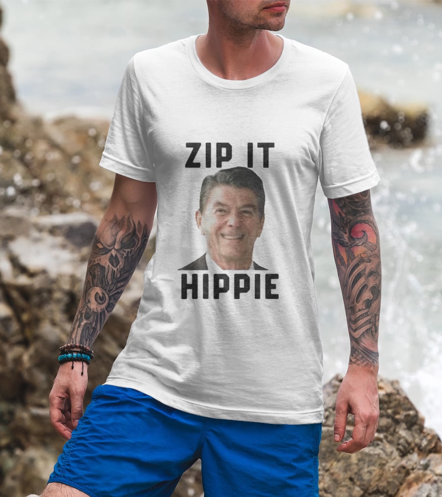 Zip It Hippie Ronald Reagan T-Shirt