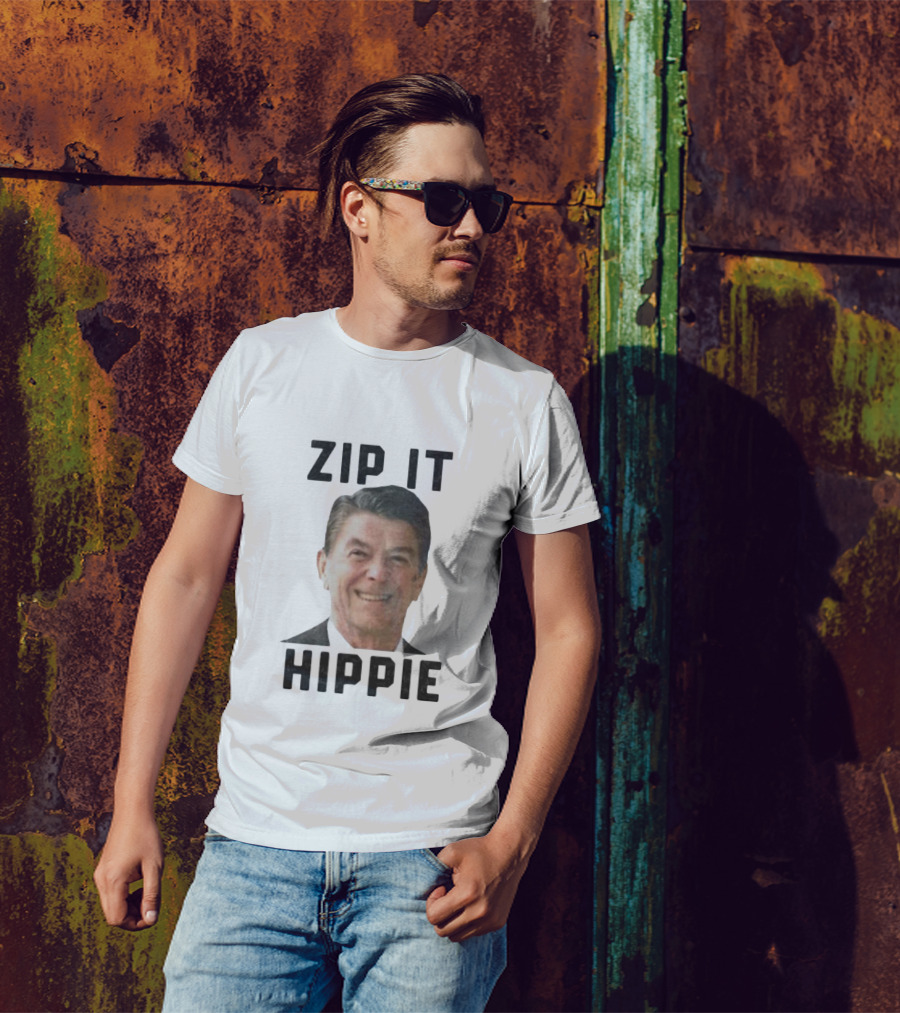 Zip It Hippie Ronald Reagan T-Shirt