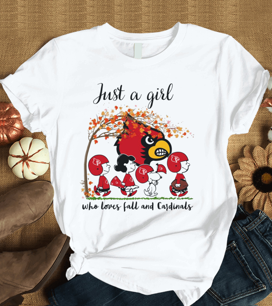Just A Girl Who Loves Fall And Cardinals Peanuts Cartoon T-Shirt