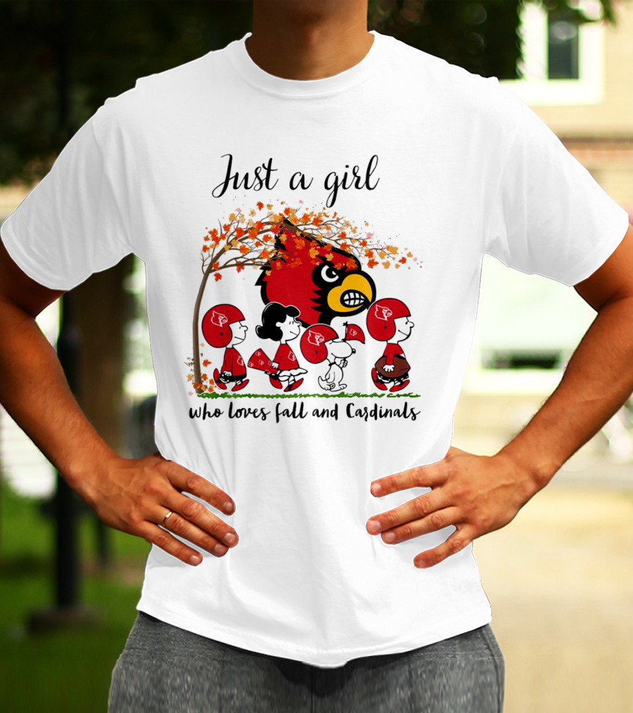 Just A Girl Who Loves Fall And Cardinals Peanuts Cartoon T-Shirt
