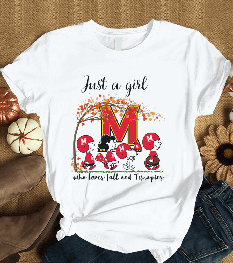 Just A Girl Who Loves Fall And Terrapins Peanuts Cartoon T-Shirt
