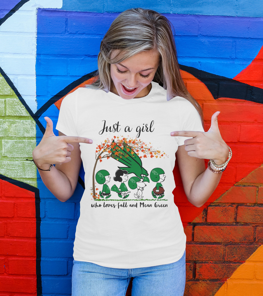 Just A Girl Who Loves Fall And Mean Green Peanuts Cartoon Football Halloween T-Shirt