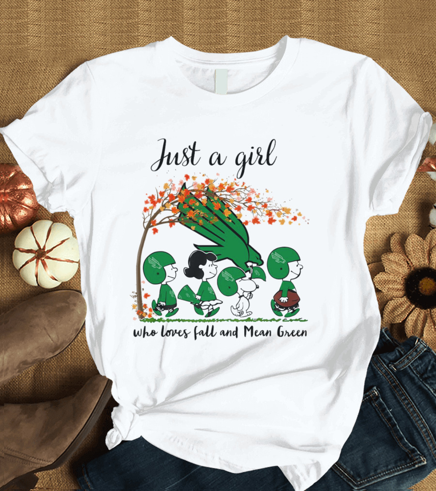 Just A Girl Who Loves Fall And Mean Green Peanuts Cartoon Football Halloween T-Shirt