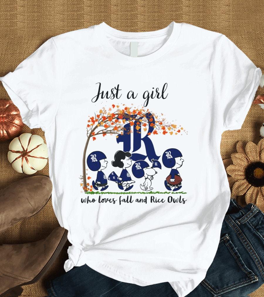 Just A Girl Who Loves Fall And Rice Owls Peanuts Cartoon Halloween T-Shirt