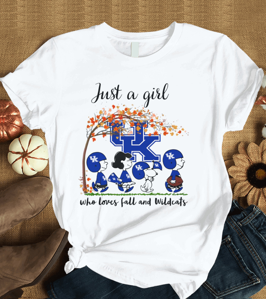 Just A Girl Who Loves Fall And Wildcats UK Peanuts Cartoon T-Shirt