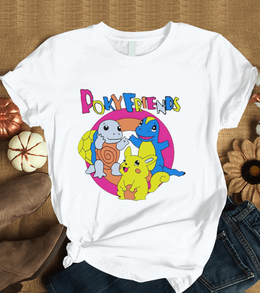 Poky Friends Pokemon Cute Trio Fun Art Circle T-Shirt