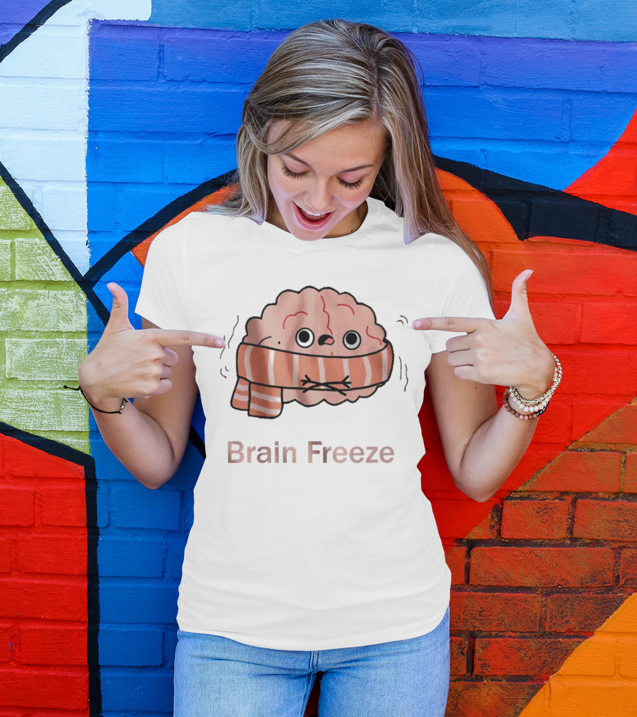 Brain Freeze Shivering Brain Wrapped In A Scarf T-Shirt