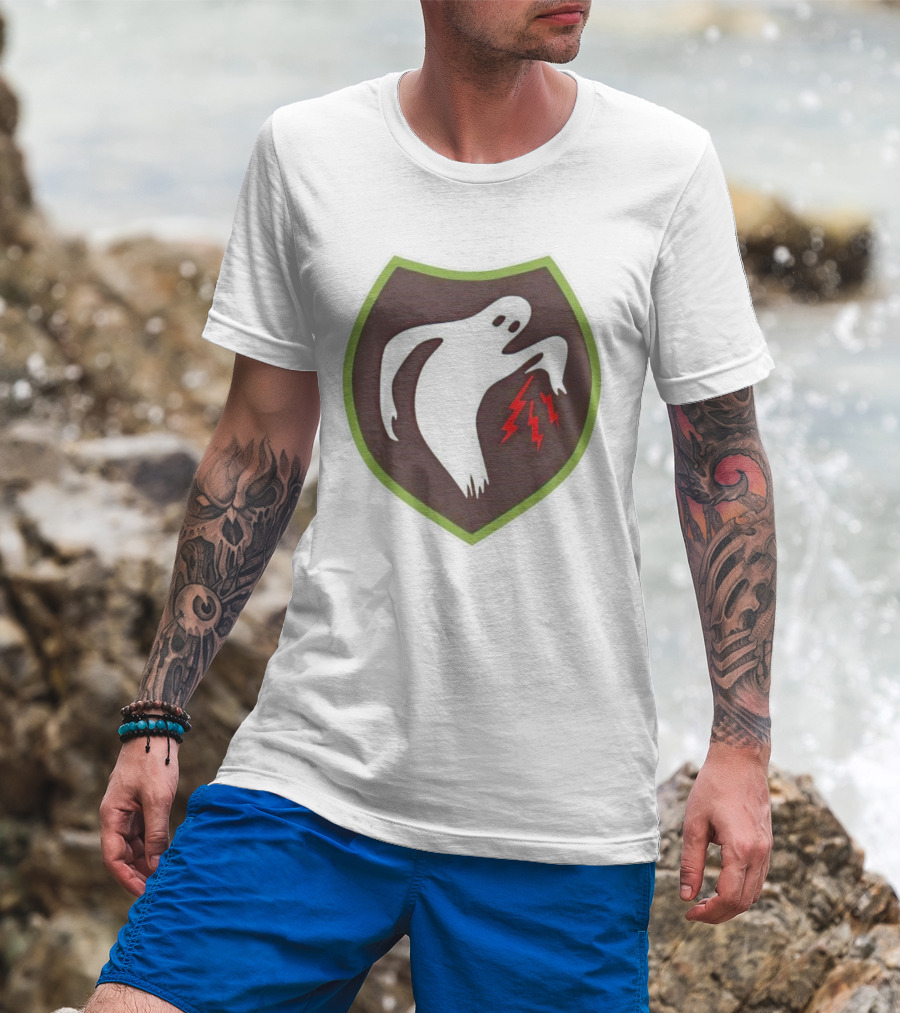 Ghost Army Shield Emblem With Lightning Bolts T-Shirt