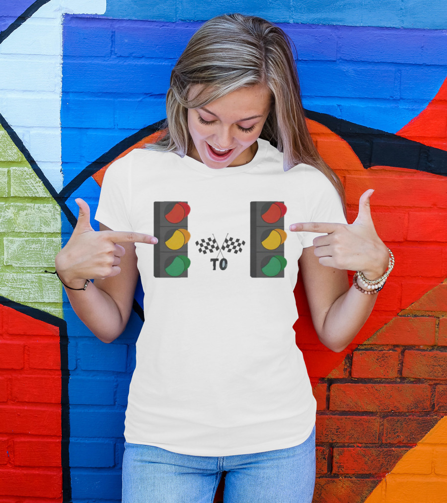 Stoplight To Stoplight Race Checkered Flags T-Shirt