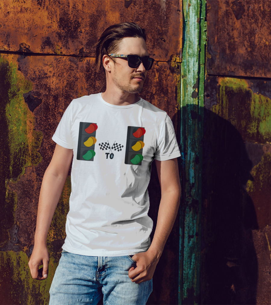 Stoplight To Stoplight Race Checkered Flags T-Shirt
