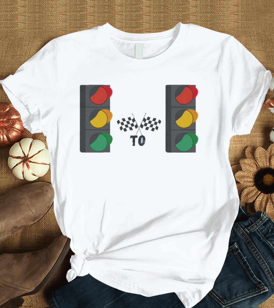 Stoplight To Stoplight Race Checkered Flags T-Shirt