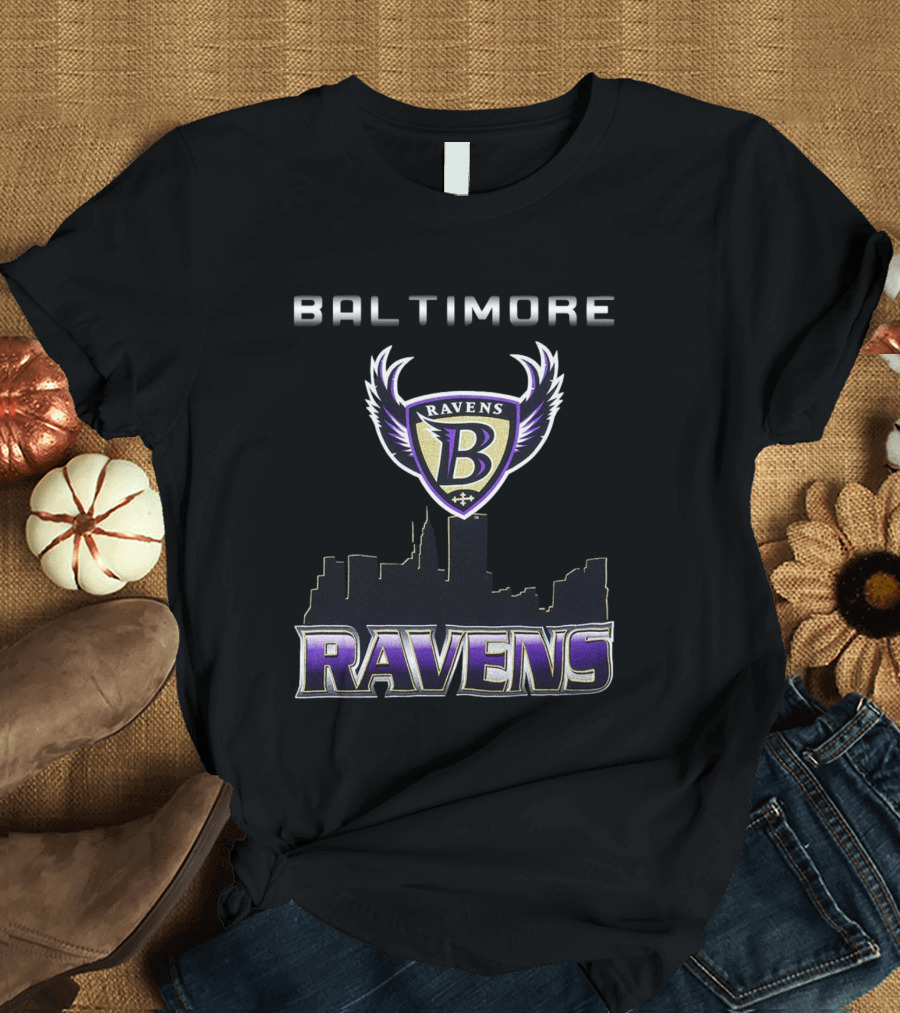Baltimore Ravens Skyline Logo Vintage Ravens T-Shirt