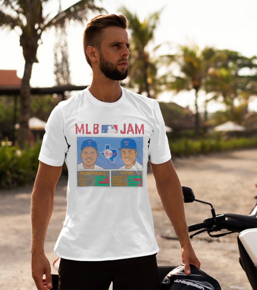 MLB Jam Texas Rangers Rodriguez And Ryan Baseball Stats T-Shirt