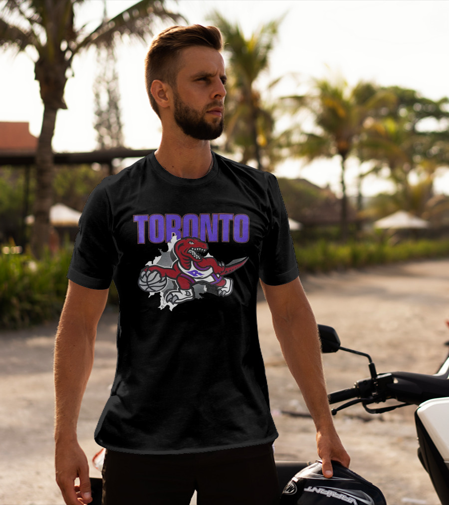 Toronto Raptors Basketball Dinosaur Logo Badge T-Shirt