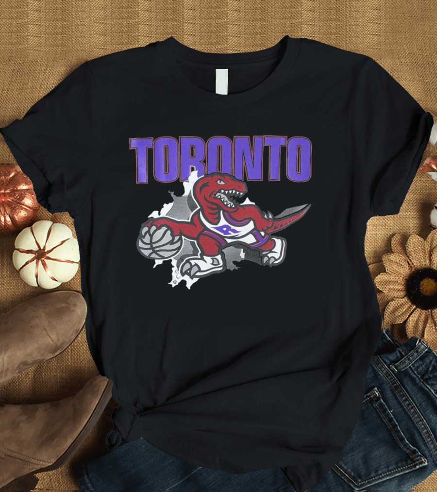 Toronto Raptors Basketball Dinosaur Logo Badge T-Shirt