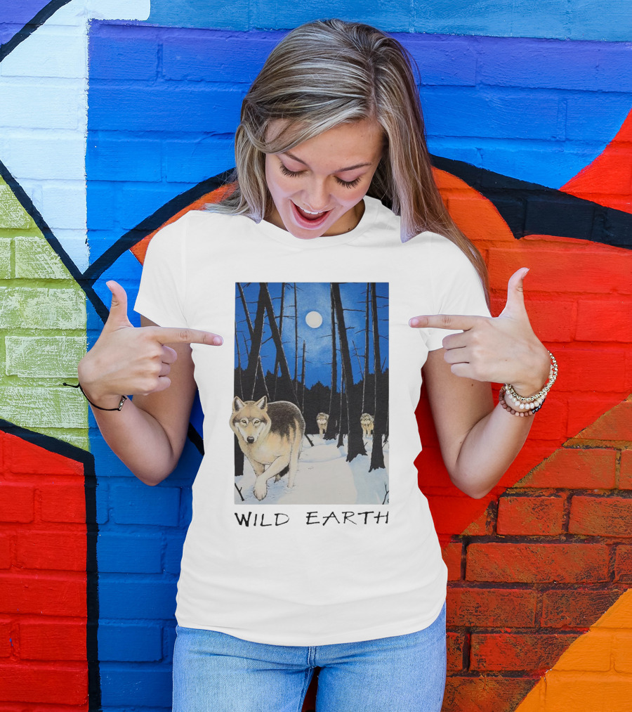 Wild Earth Wolves Under Moonlit Forest T-Shirt