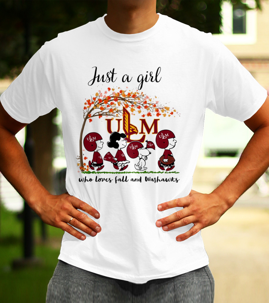 Just A Girl Who Loves Fall And ULM Warhawks T-Shirt