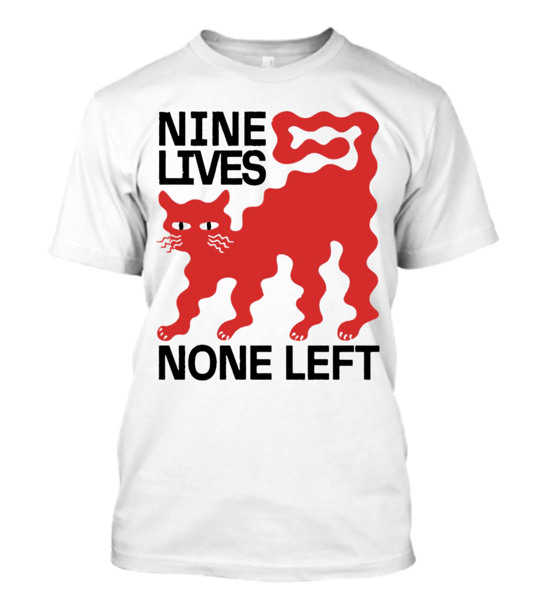 Nine Lives None Left Red Cat T-Shirt