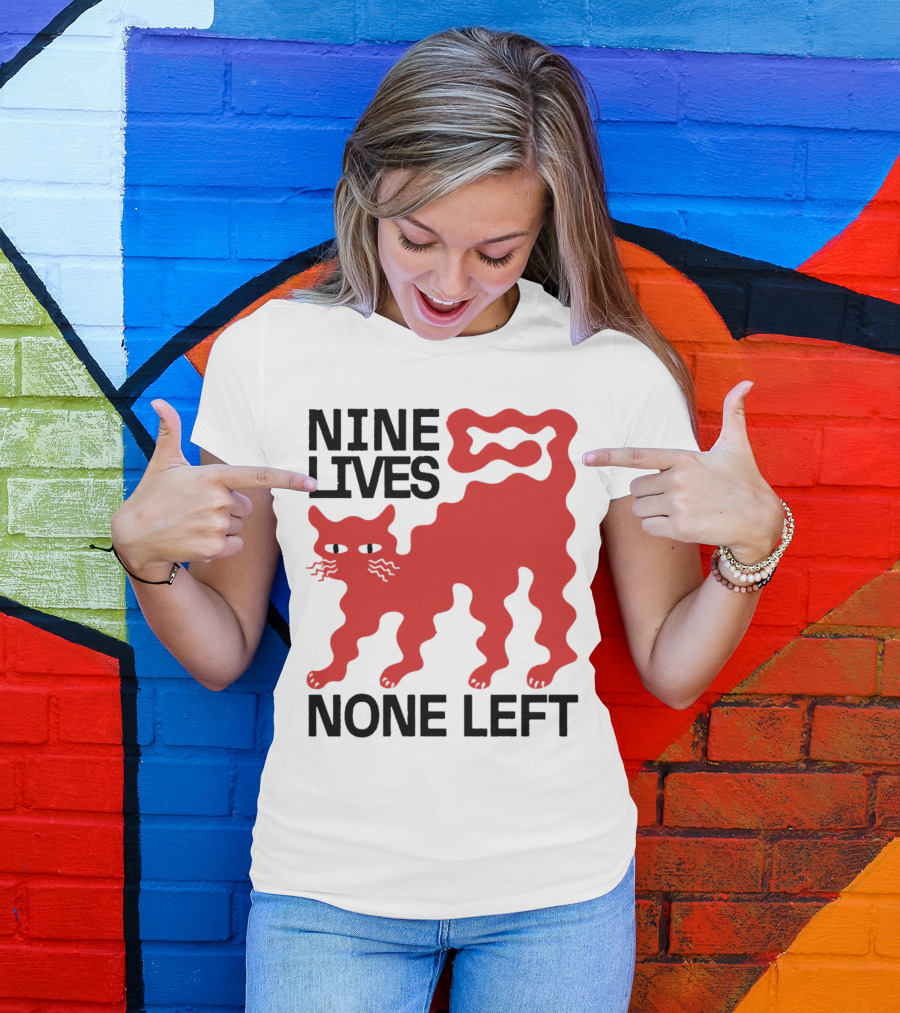 Nine Lives None Left Red Cat T-Shirt