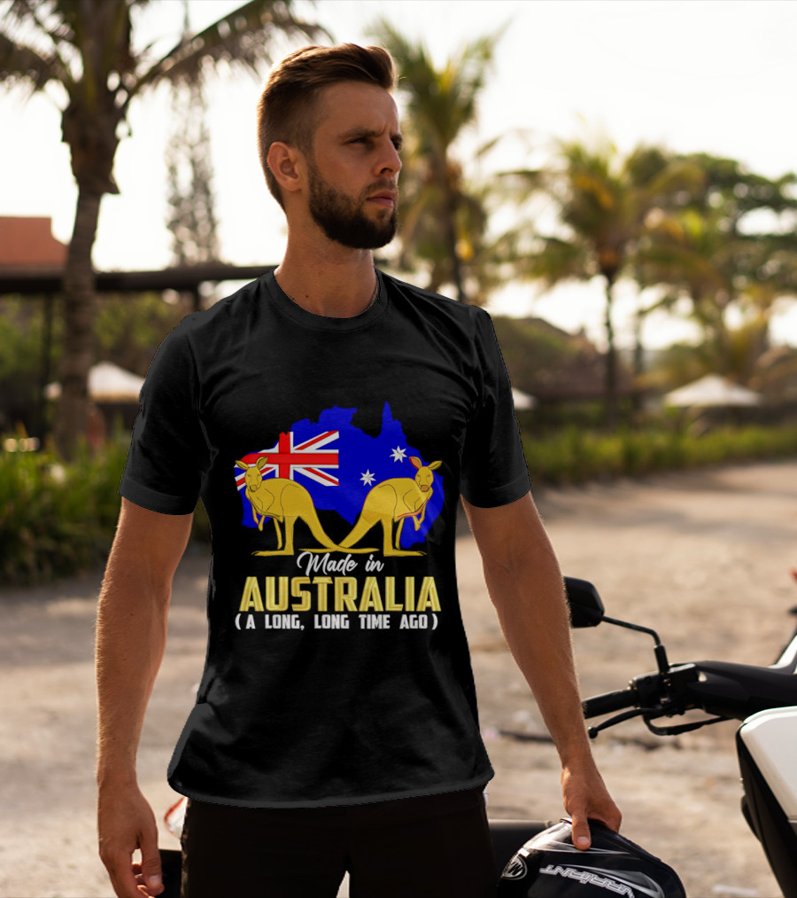 Made In Australia A Long Time Ago With Kangaroos And Australia Map Flag T-Shirt