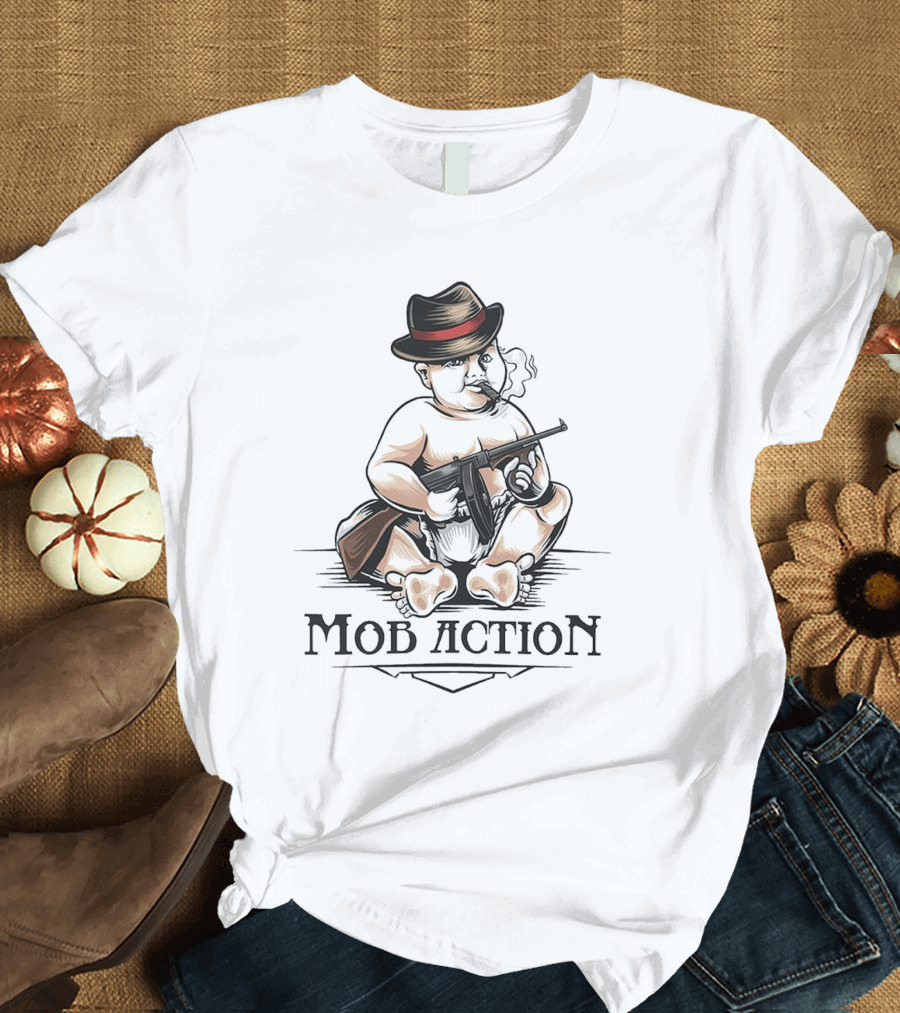Baby Capone Mob Action Smoking Fedora Gun T-Shirt