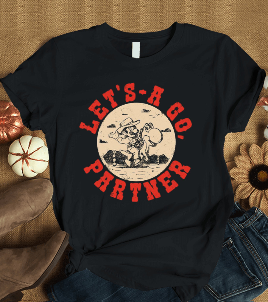 Let's-a Go Partner Mario And Yoshi Western Adventure T-Shirt