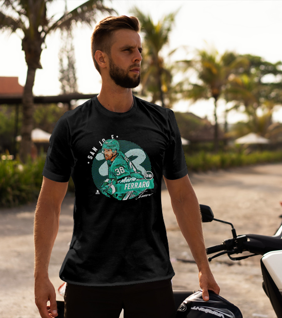 Mario Ferraro San Jose Sharks 38 Signature T-Shirt