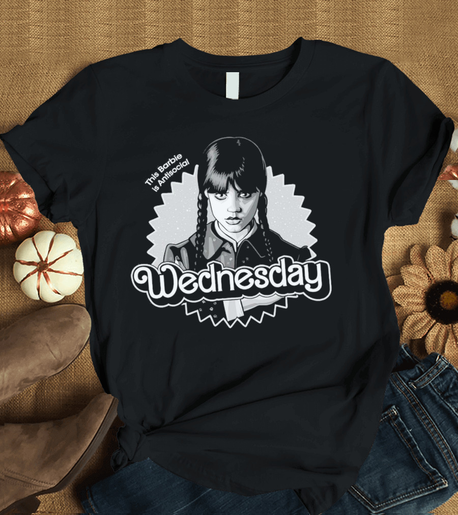 This Barbie Is Antisocial Wednesday Addams Character Look T-Shirt