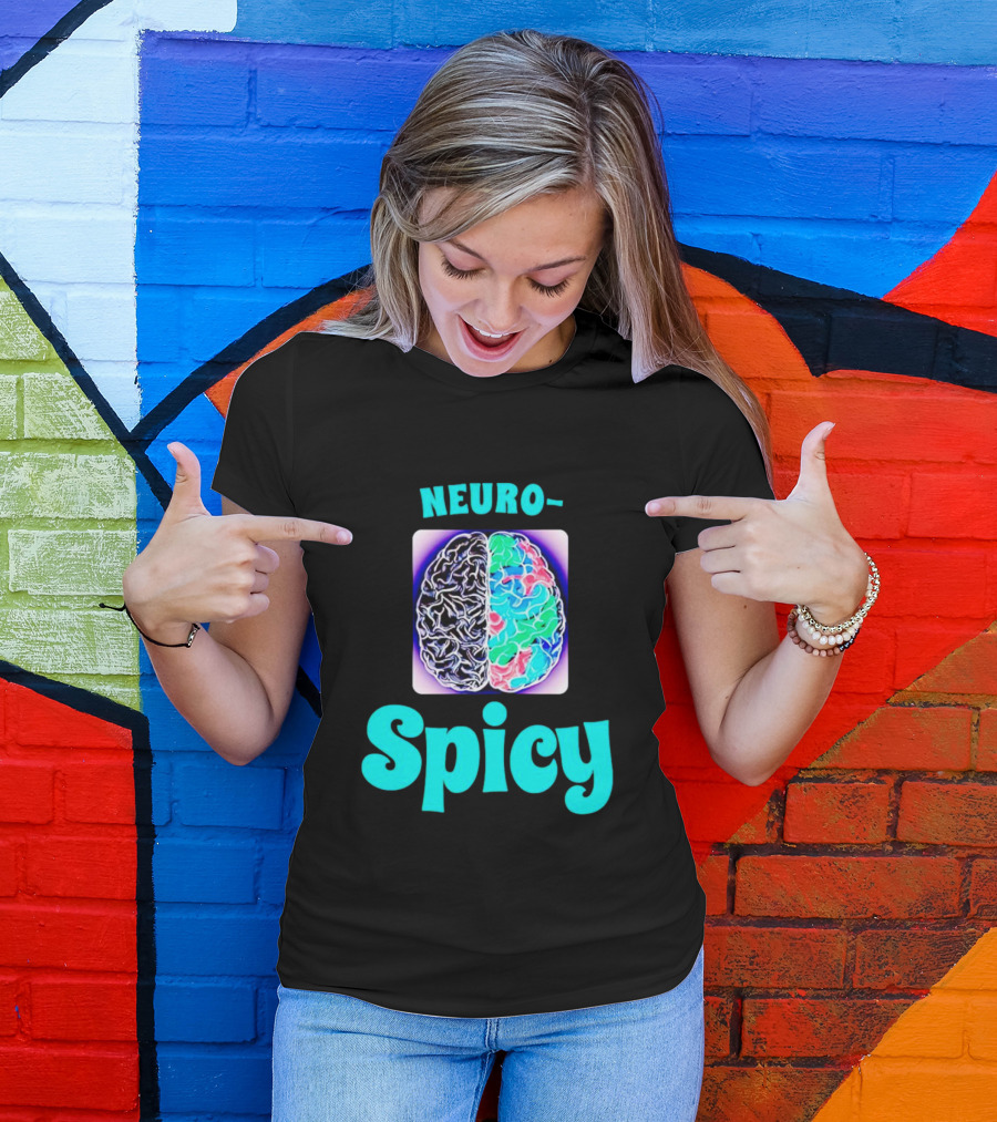 Neuro-Spicy Brains Vibrant Colorful Brain T-Shirt