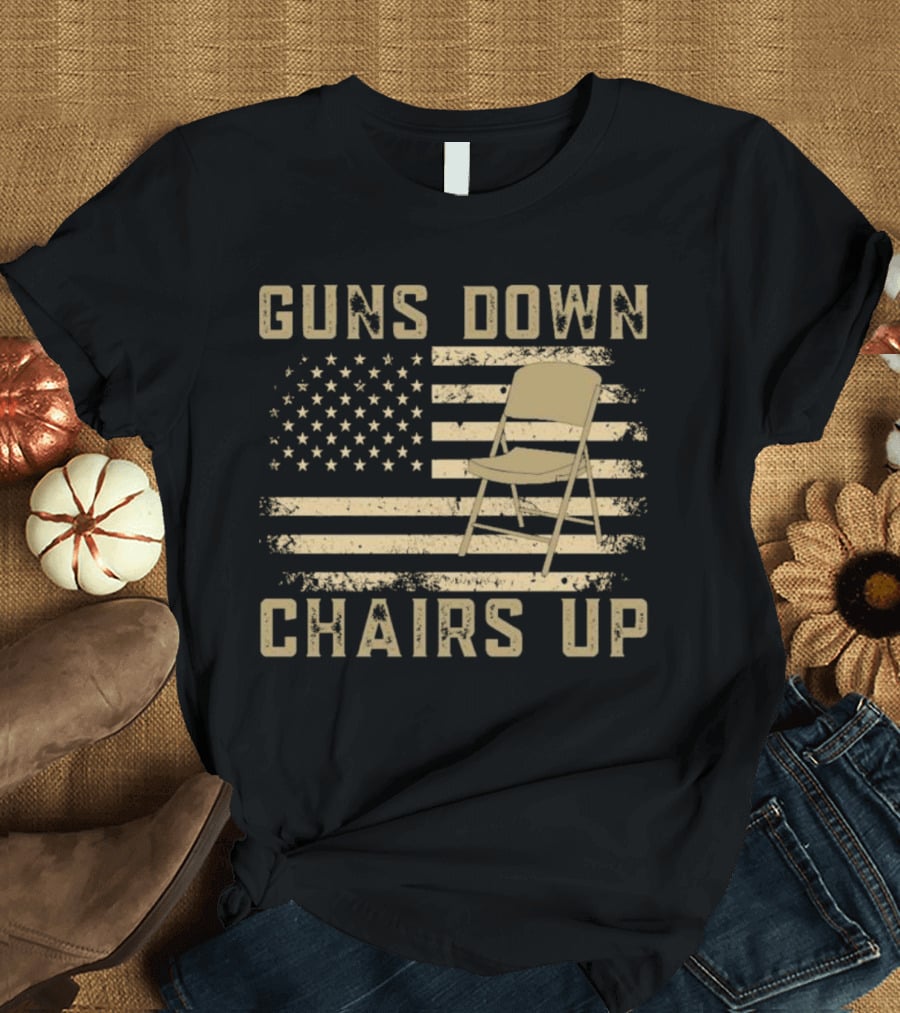 Guns Down Chairs Up American Flag Montgomery Alabama Brawl T-Shirt