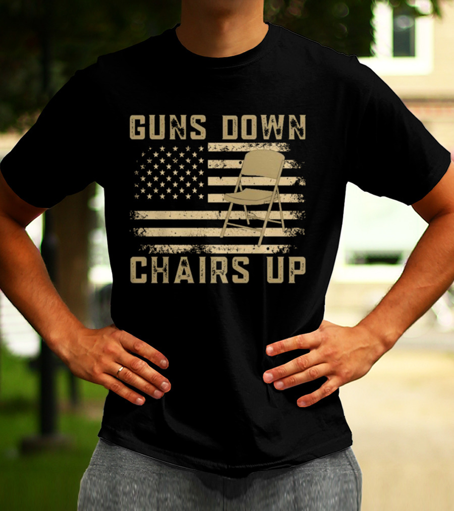 Guns Down Chairs Up American Flag Montgomery Alabama Brawl T-Shirt