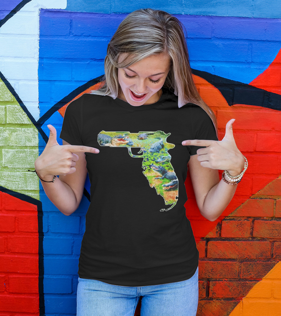 Florida Alligator Shape Gun T-Shirt
