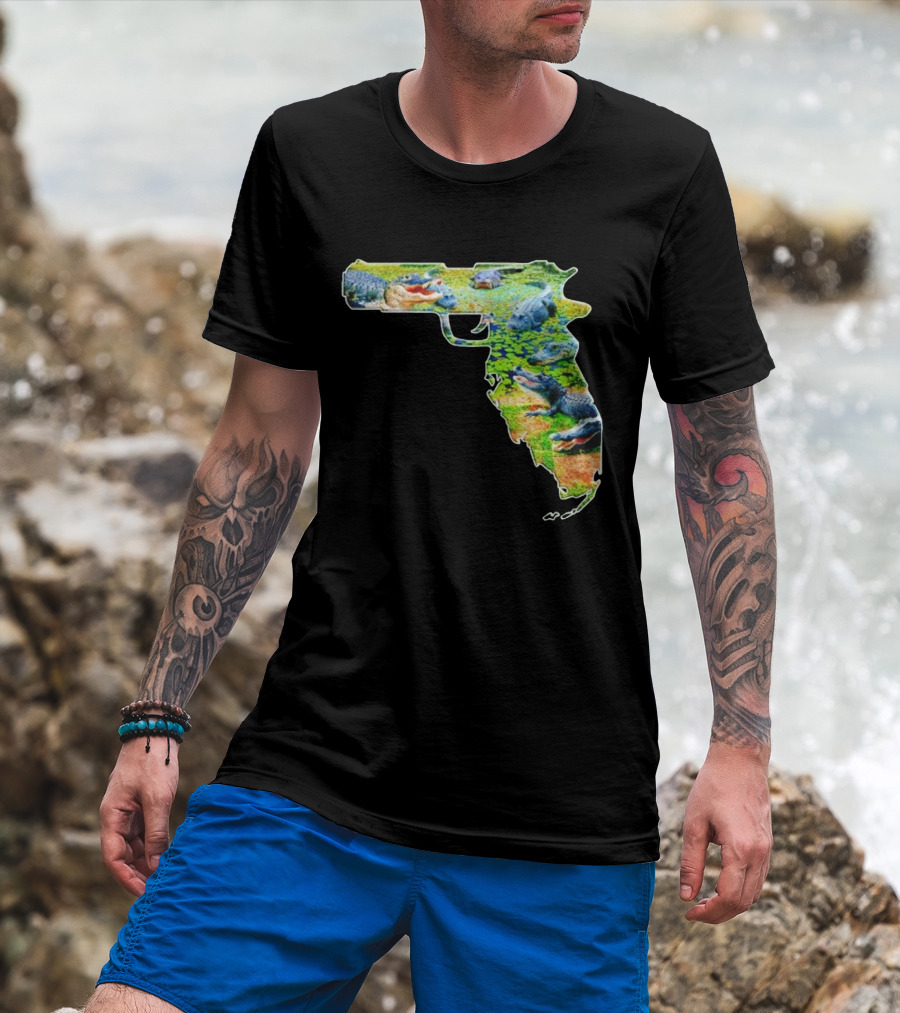 Florida Alligator Shape Gun T-Shirt