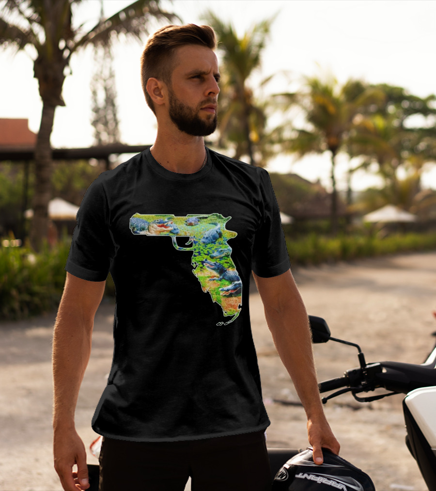Florida Alligator Shape Gun T-Shirt