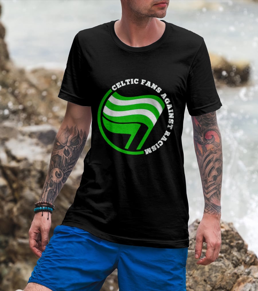 Celtic Fans Against Racism Green And White Flag T-Shirt