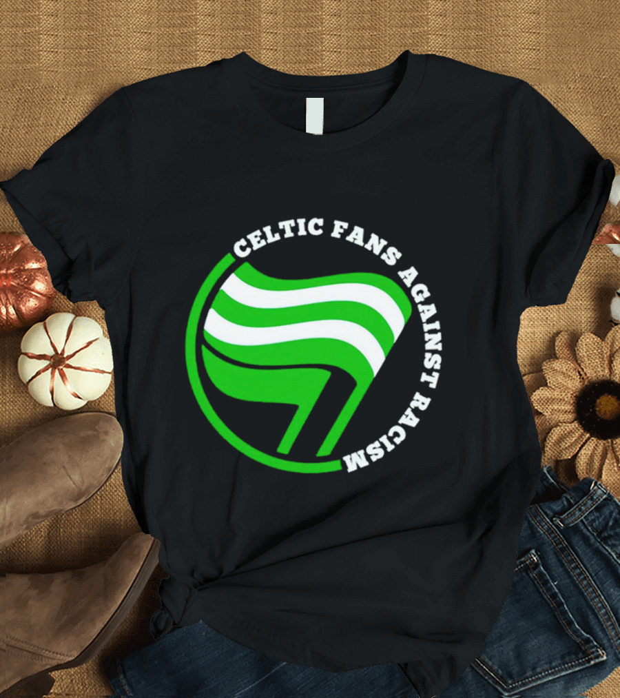 Celtic Fans Against Racism Green And White Flag T-Shirt
