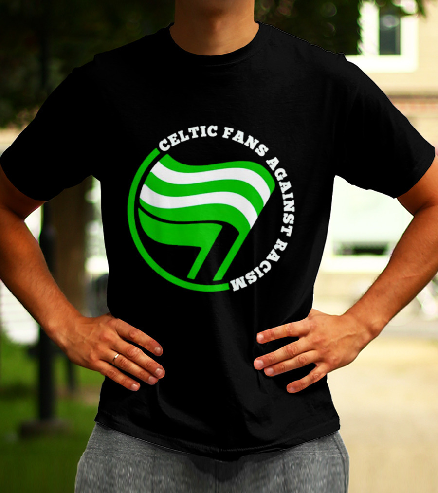 Celtic Fans Against Racism Green And White Flag T-Shirt