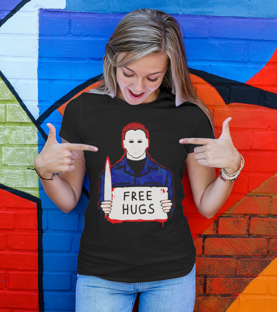 Free Hugs Michael Myers Knife Halloween Horror T-Shirt
