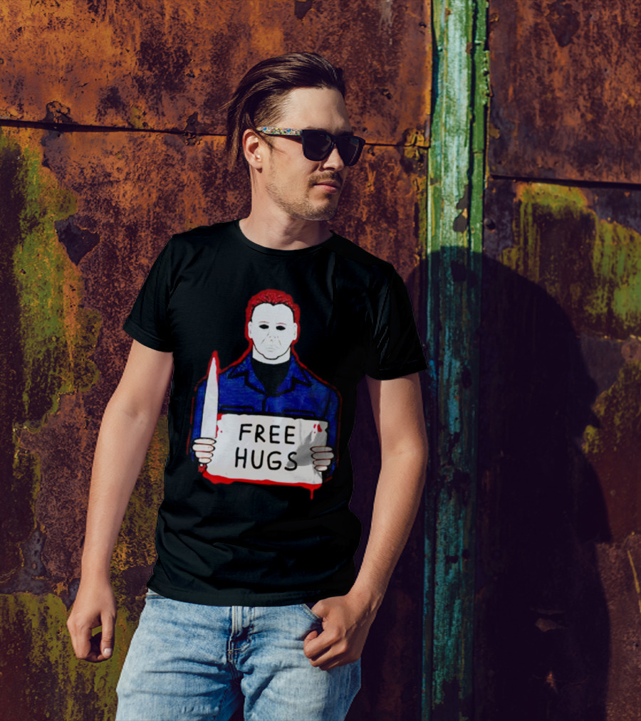 Free Hugs Michael Myers Knife Halloween Horror T-Shirt