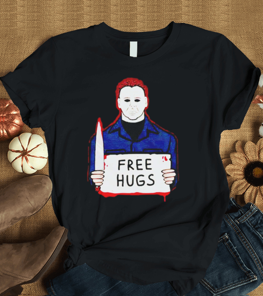 Free Hugs Michael Myers Knife Halloween Horror T-Shirt