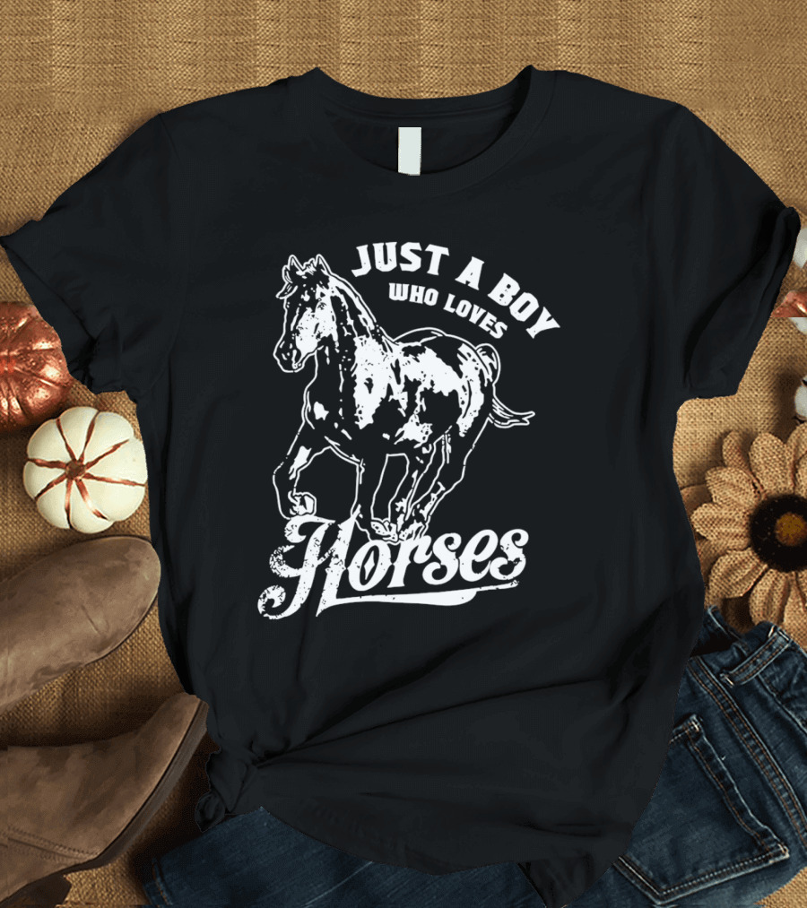 Just A Boy Who Loves Horses Riding T-Shirt