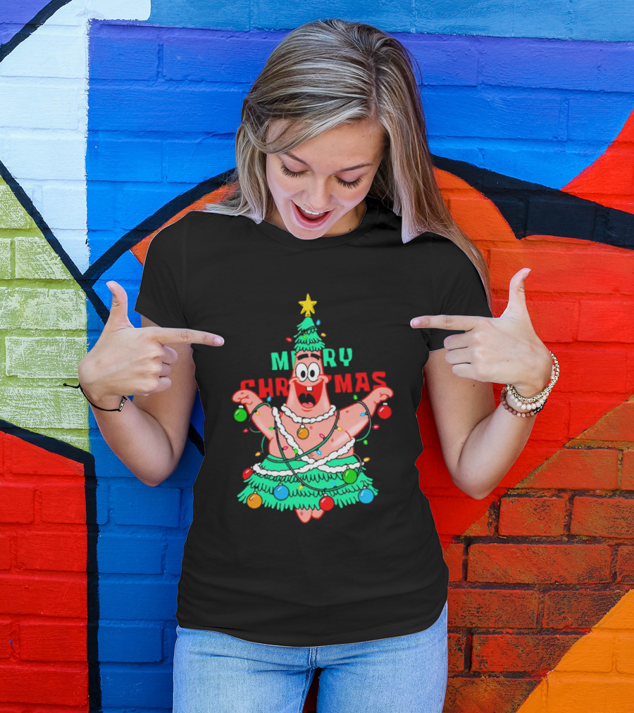 Merry Christmas Patrick Tree Holiday Lights T-Shirt
