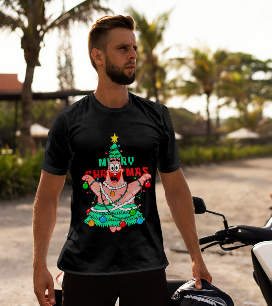 Merry Christmas Patrick Tree Holiday Lights T-Shirt