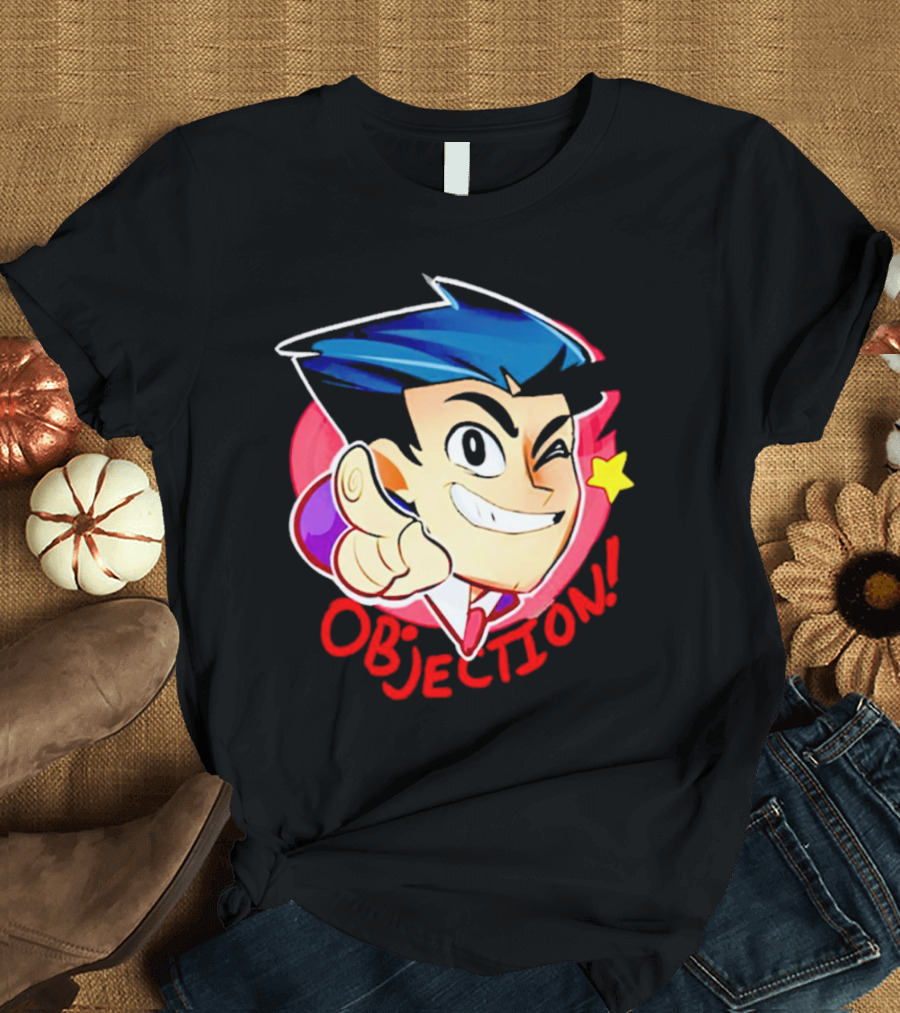 Phoenix Wright Ace Attorney Objection Winking Pose T-Shirt