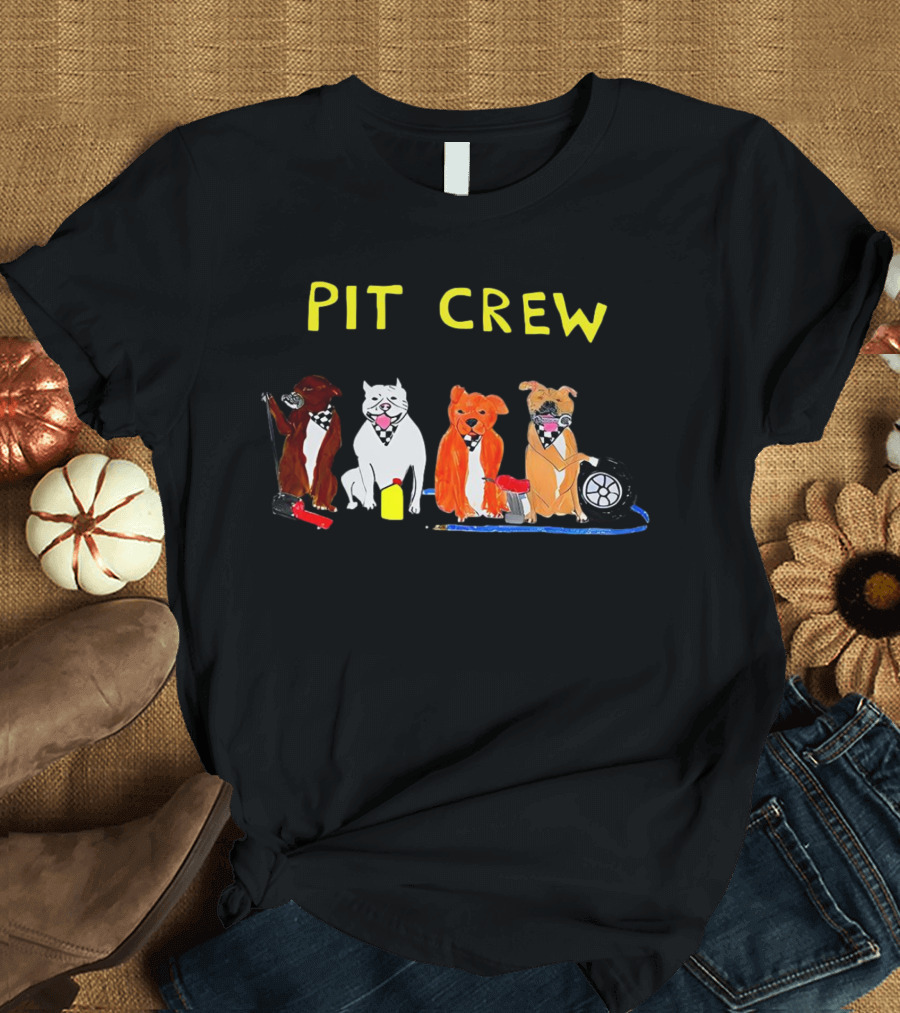 Pit Crew Pitbulls With Racing Equipment T-Shirt
