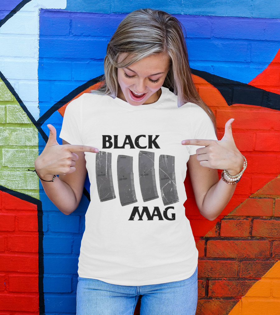 BLACK MAG Scratched And Weathered Magazines T-Shirt