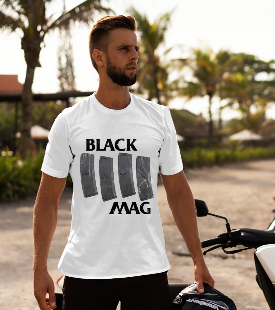 BLACK MAG Scratched And Weathered Magazines T-Shirt