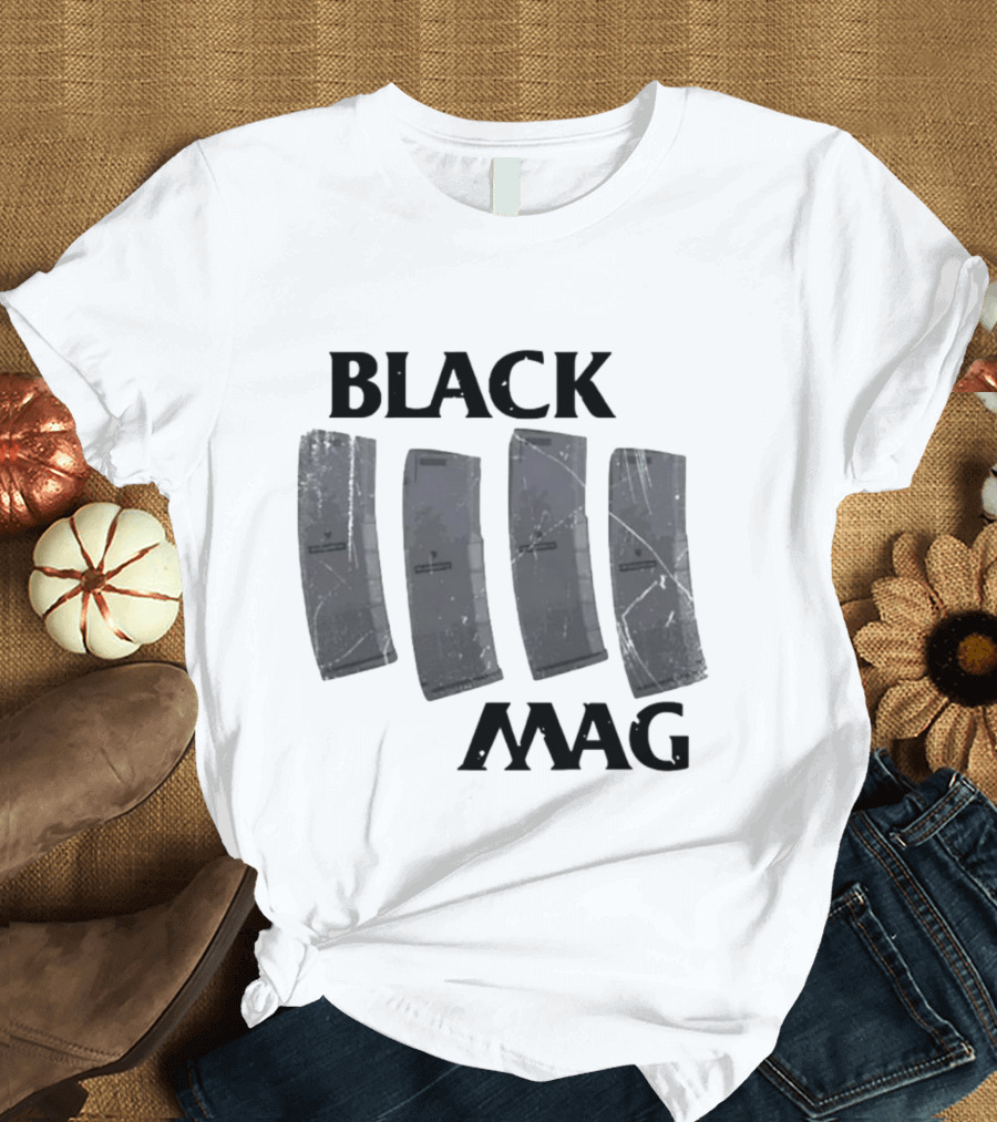 BLACK MAG Scratched And Weathered Magazines T-Shirt