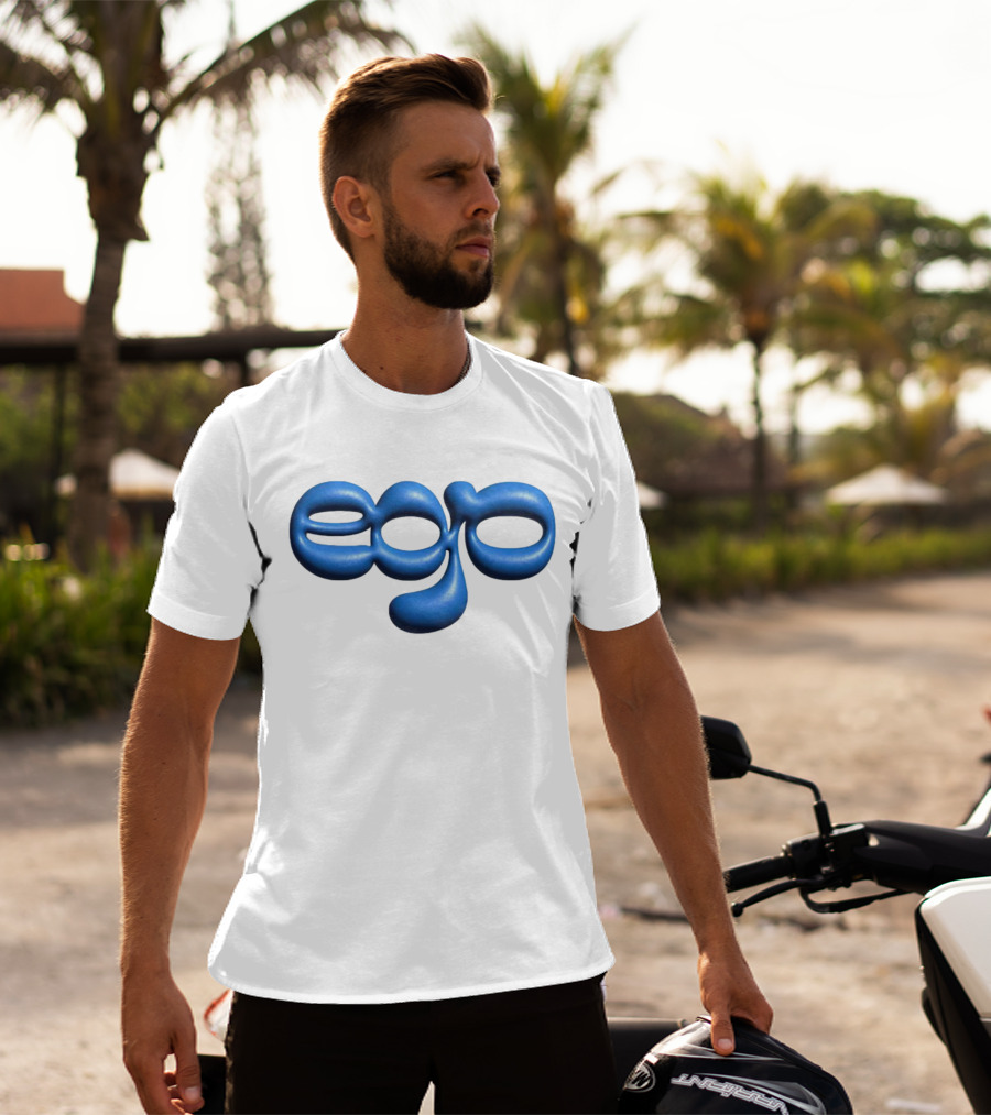 Ego Logo Blue Text T-Shirt
